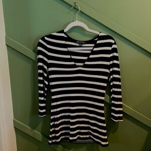 INC black and white striped blouse